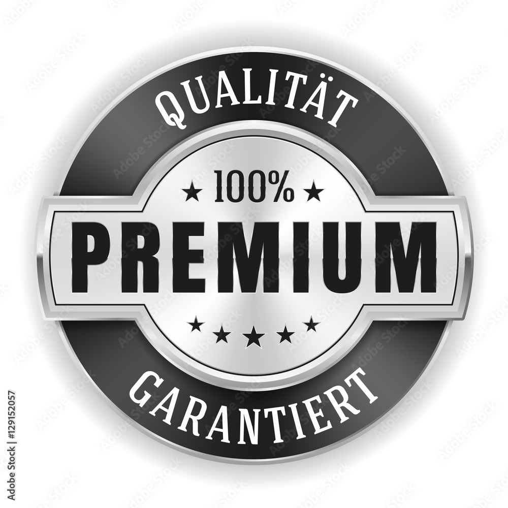 Silberner Premium Qualität Siegel mit schwarzem Rand
