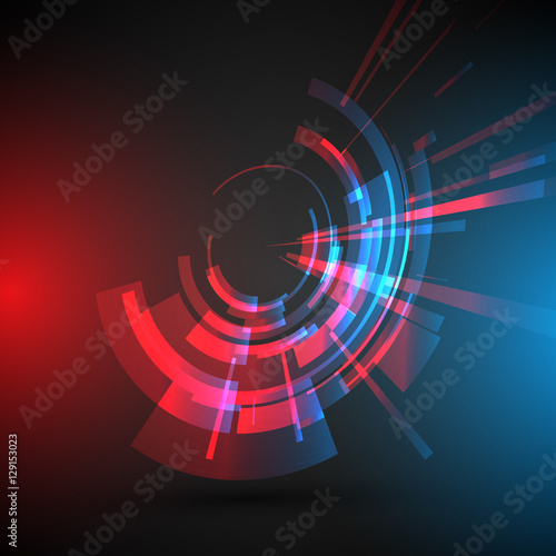 Techno Geometric Vector Circle Modern Science Abstract Background