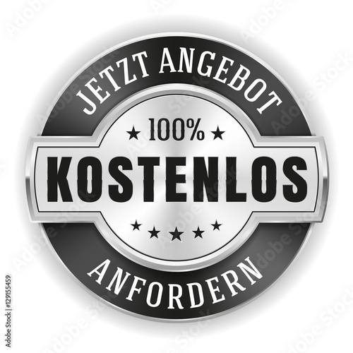 Silberner kostenlos Angebot anfordern Siegel mit schwarzem Rand