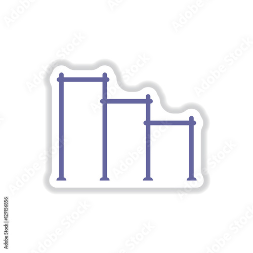 Vector illustration in paper sticker style sports horizontal bars for street workout playground