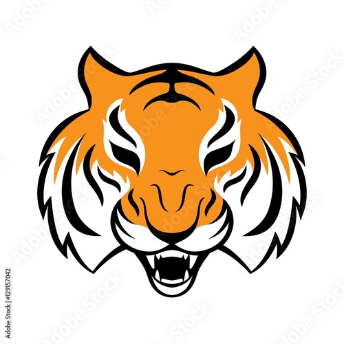 Fototapeta Naklejka Na Ścianę i Meble -  Tiger icon. Vector illustration for logo design, t-shirt print. Tiger mascot.
