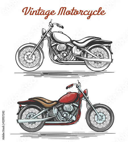 Vintage motorcycle hand-drawn illustration