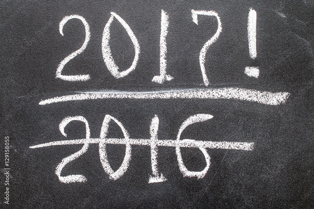 Fototapeta premium Blackboard with year figures 2016 and 2017