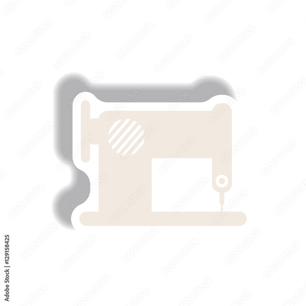 Vector illustration in paper sticker style retro sewing machine Vector illustration in paper sticker style retro sewing machine