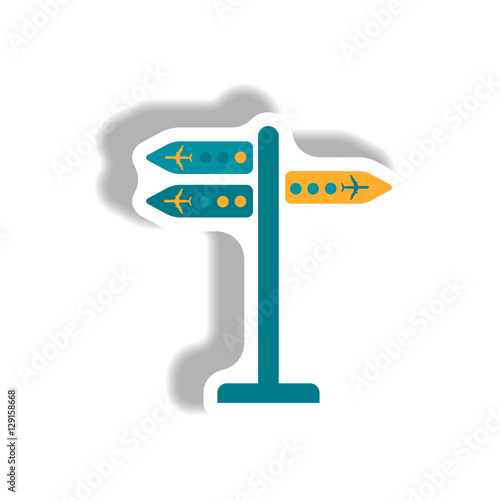 stylish icon in paper sticker style airport signage