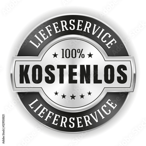 Silberner Lieferservice kostenlos Siegel mit schwarzem Rand