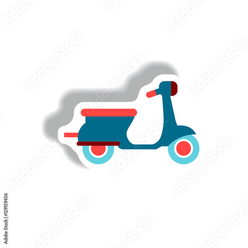stylish icon in paper sticker style retro scooter