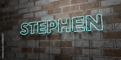 Vászonkép STEPHEN - Glowing Neon Sign on stonework wall - 3D rendered royalty free stock illustration