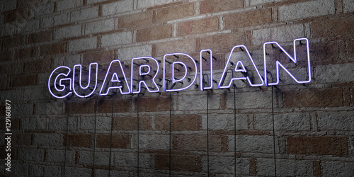 GUARDIAN - Glowing Neon Sign on stonework wall - 3D rendered royalty free stock illustration Fototapeta