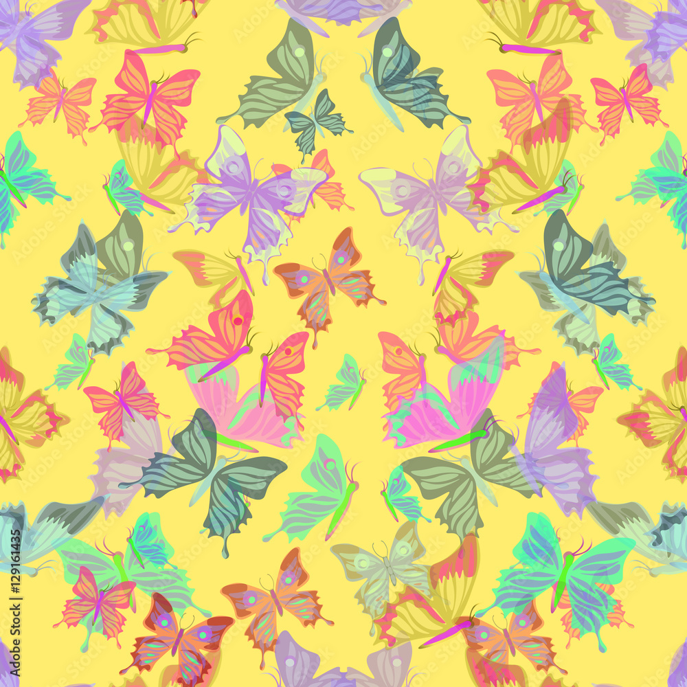 Seamless pattern lovely multicolored butterflies fly. Seamless pattern lovely multicolored butterflies fly.
