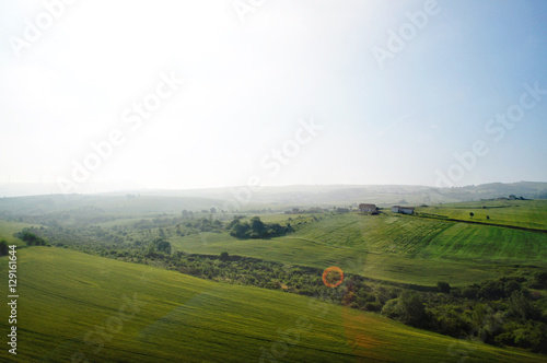 View on italian fields in countryside in Apulia