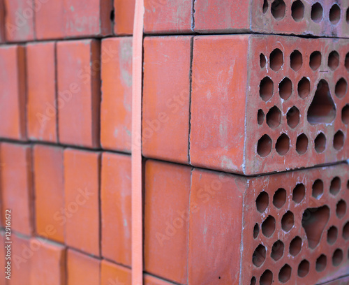 Foto Close-up of the silicate bricks stack