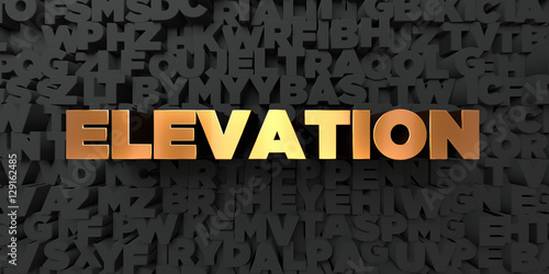Fotografie Elevation - Gold text on black background - 3D rendered royalty free stock picture