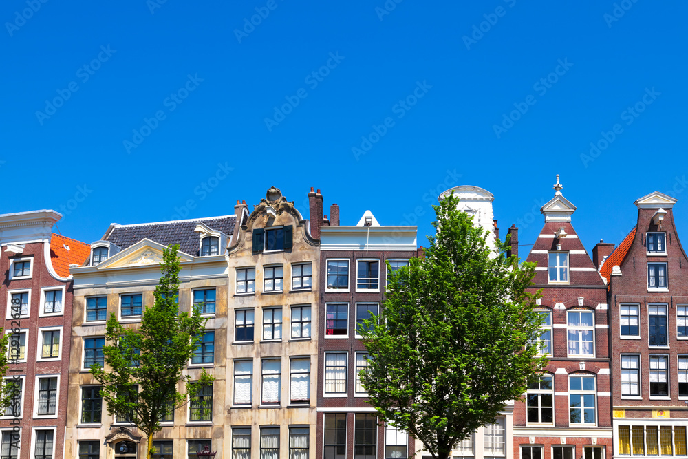 Row of typical houses in downtown Amsterdam, the Netherlands
