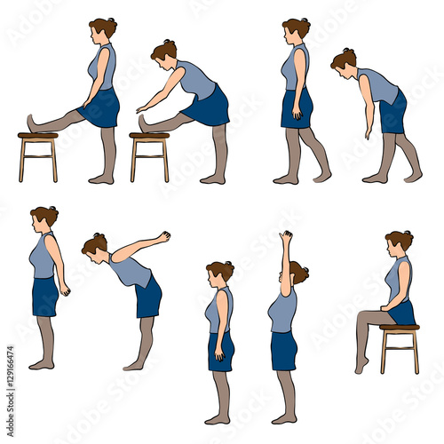 Office excercises poses set