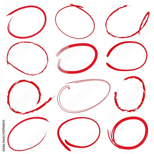 red hand drawn circle highlighter set