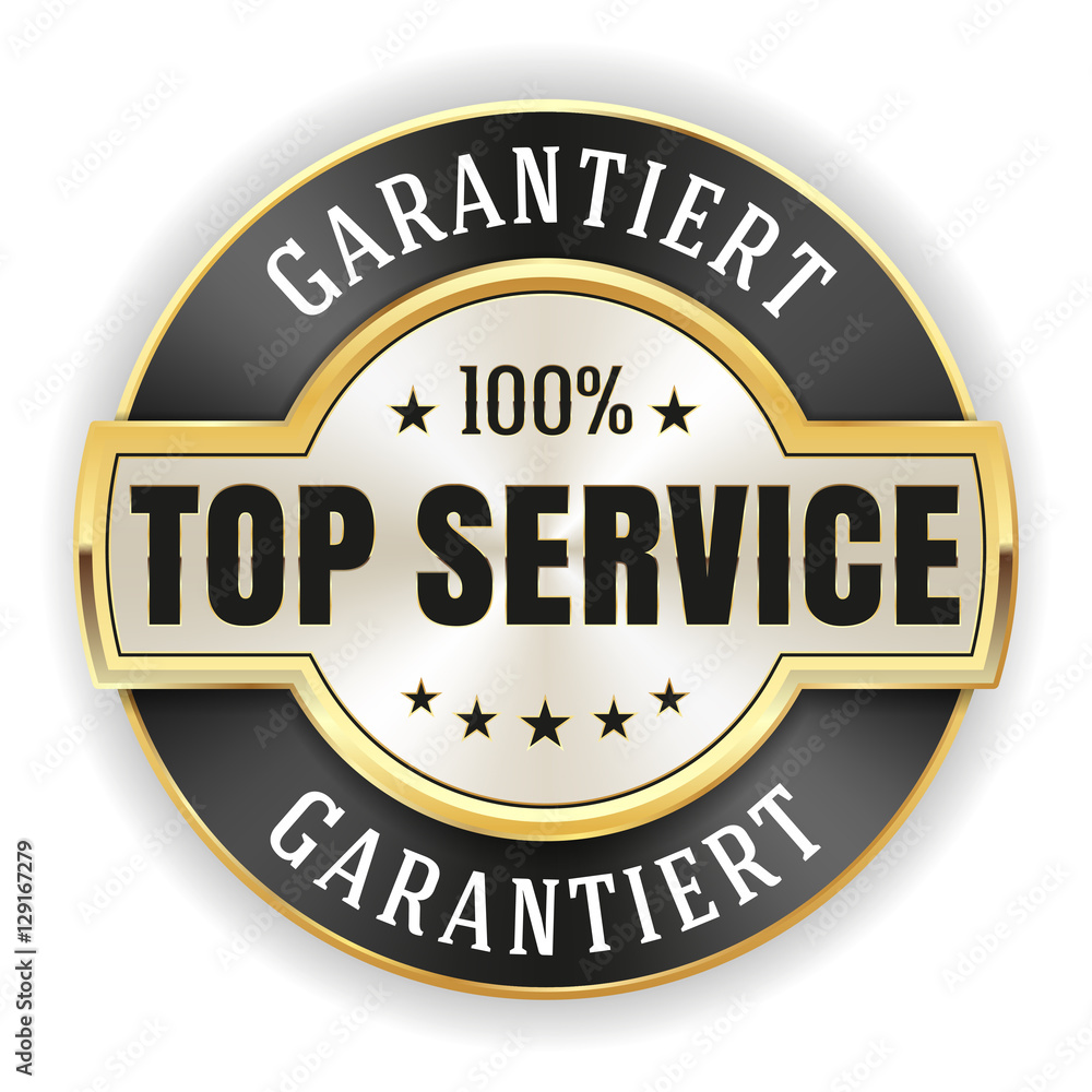 Goldener Top Service Siegel mit schwarzem Rand