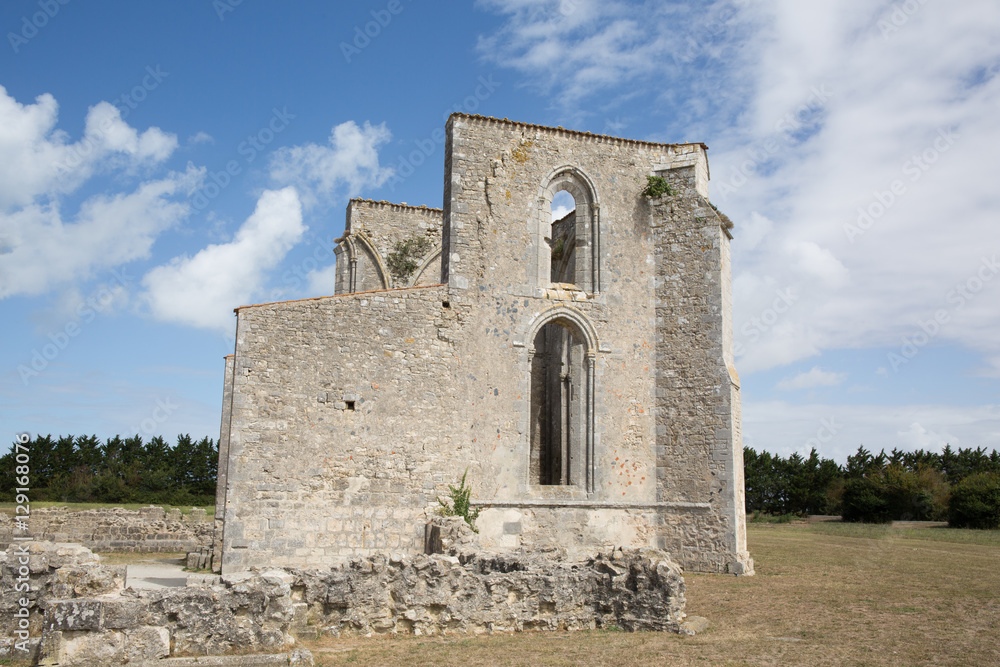in summer day picture of ruins chuch in island