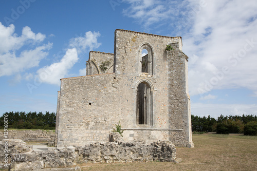 in summer day picture of ruins chuch in island