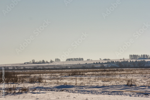 The rustic tranquility of the winter in the field