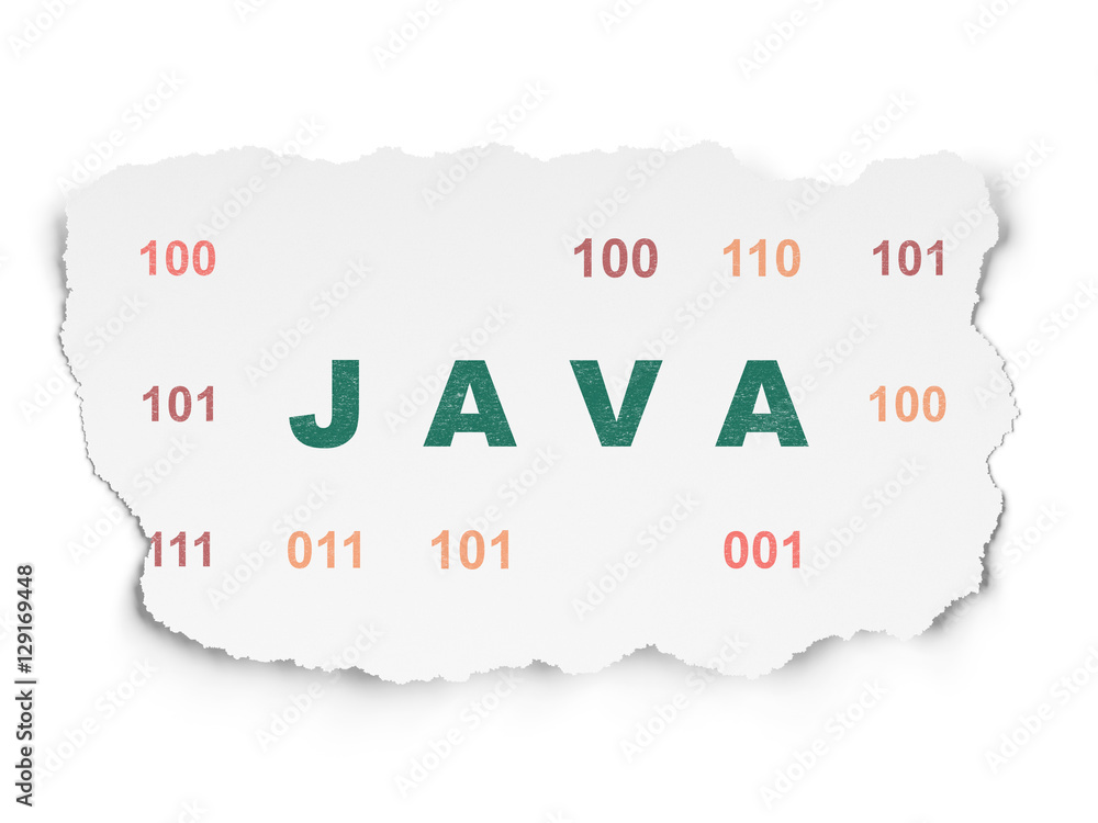 Database concept: Java on Torn Paper background Database concept: Java on Torn Paper background