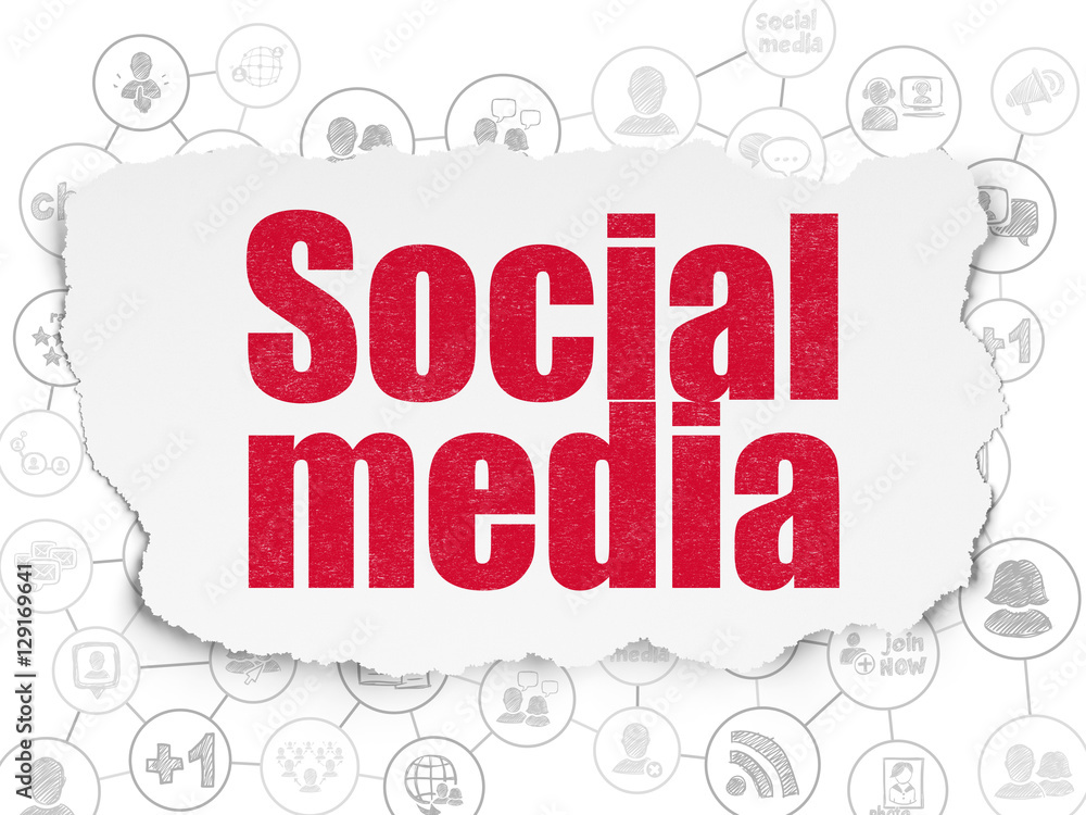 Fototapeta premium Social network concept: Social Media on Torn Paper background