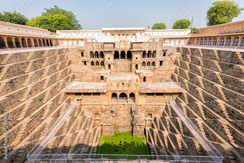 The famous Chand Baori Stepwell in the village of Abhaneri, Rajasthan, India. photo