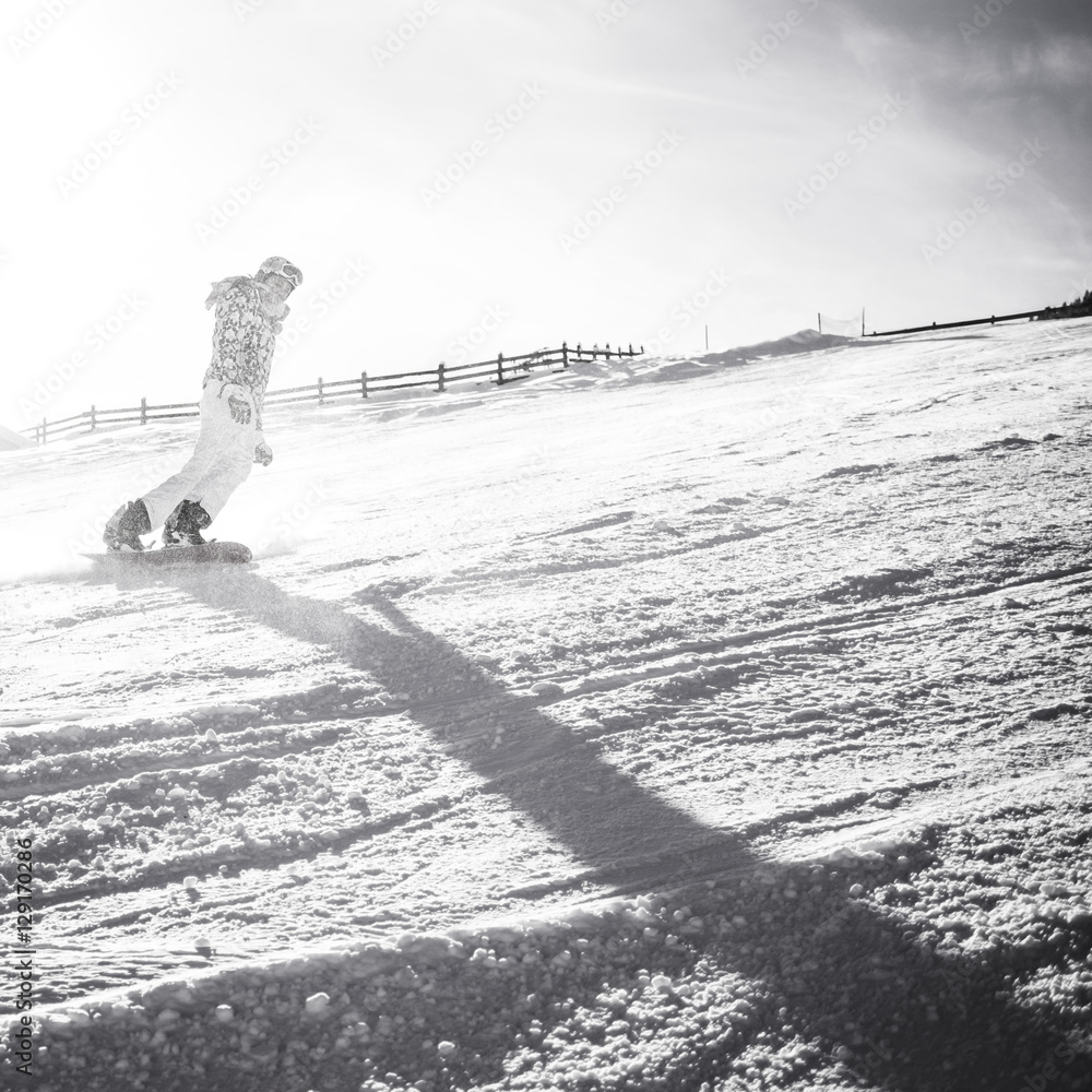 Obraz premium snowboard bw square