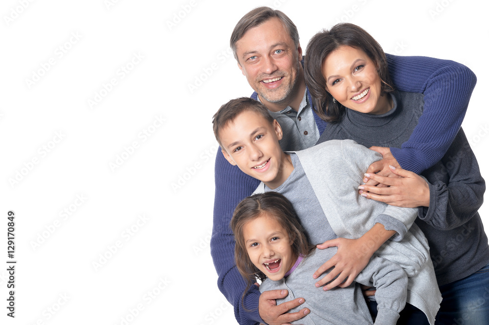 Happy family of four 