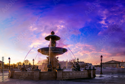 Fountain at Place de la Concord in Paris France