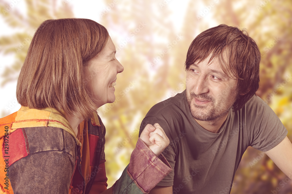 Fototapeta premium Funny couple in love.