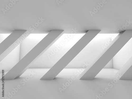 Abstract white empty room with diagonal columns