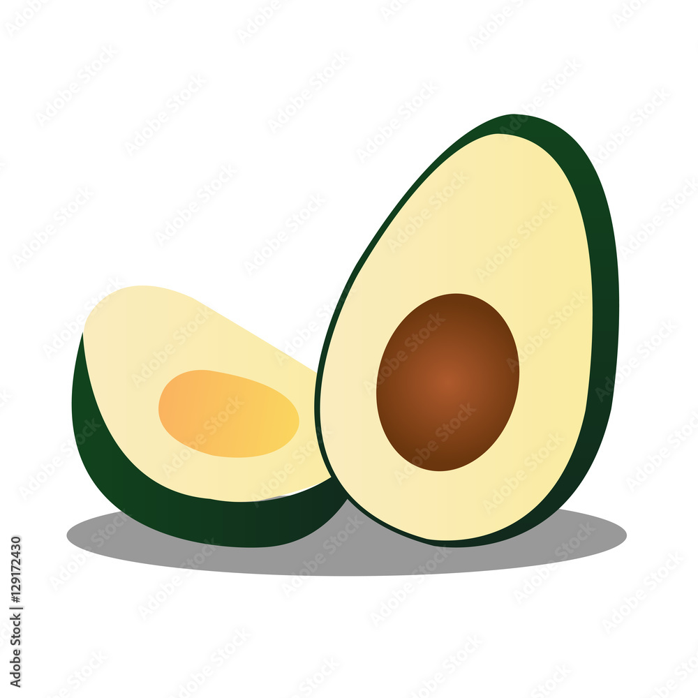 Halved Avocado on White Background Halved Avocado on White Background