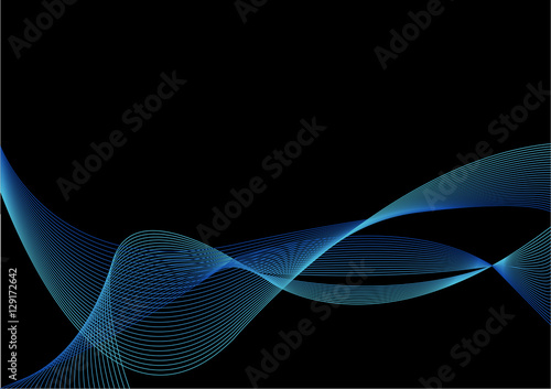 Abstract Blue Ribbon with Blend on Black Background