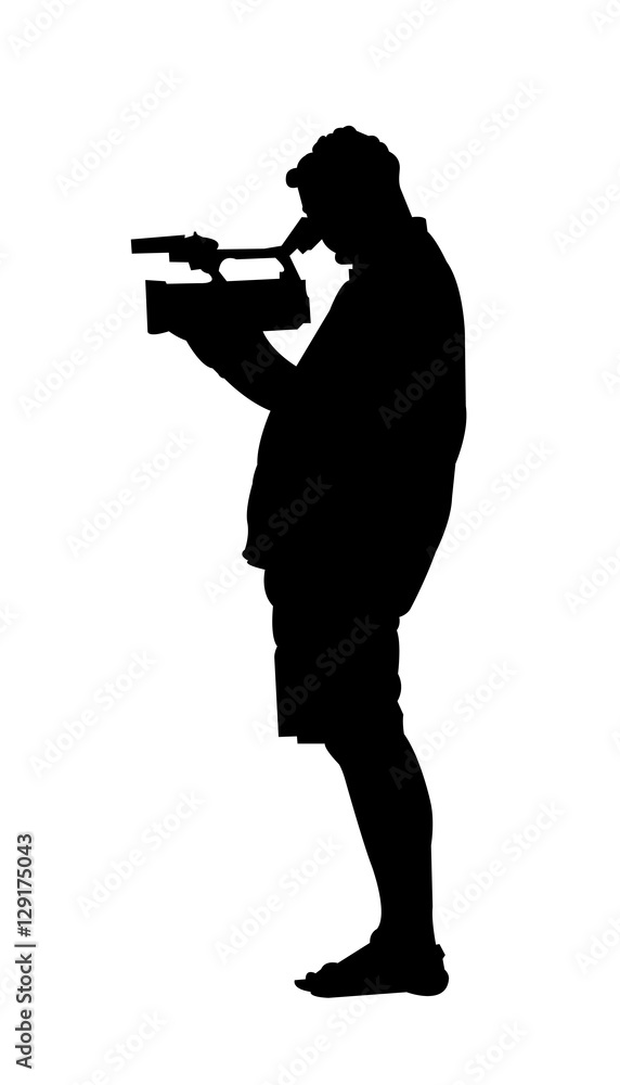 Cameraman Silhouette on White Background