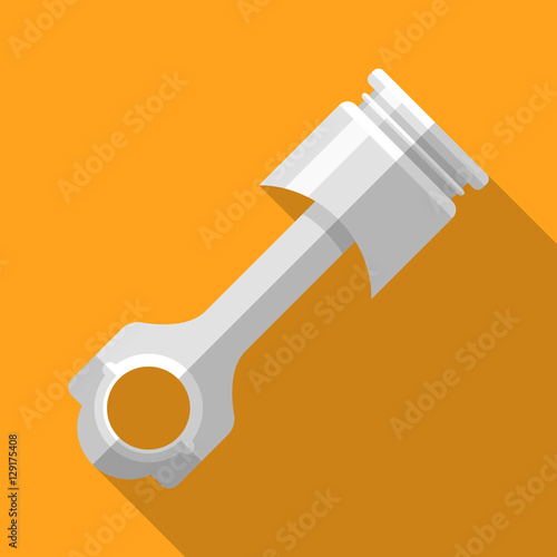 Colorful engine piston icon in modern flat style with long shadow. Car parts