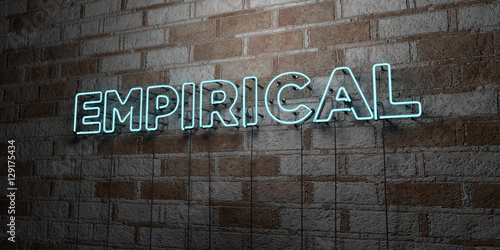 EMPIRICAL - Glowing Neon Sign on stonework wall - 3D rendered royalty free stock illustration. Can be used for online banner ads and direct mailers..