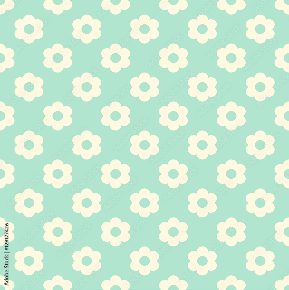 Mint Green Seamless Pattern with Light Yellow Flowers Mint Green Seamless Pattern with Light Yellow Flowers