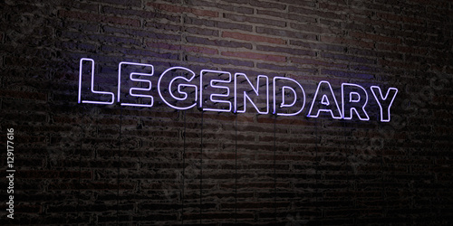 Fotografie LEGENDARY -Realistic Neon Sign on Brick Wall background - 3D rendered royalty free stock image