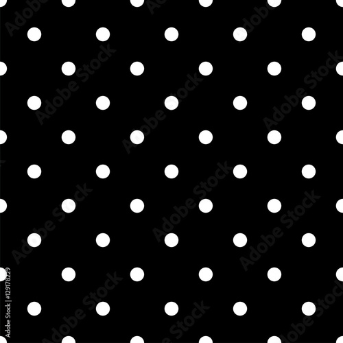 Vintage Black Seamless Pattern with White Polka Dots