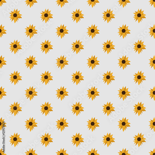 Light Grey Seamless Pattern with Sunflowers