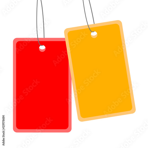 Tags on the String on White Background