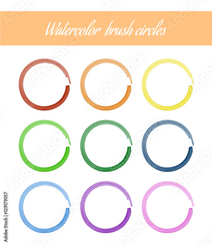 Set of Watercolor Brush Circles