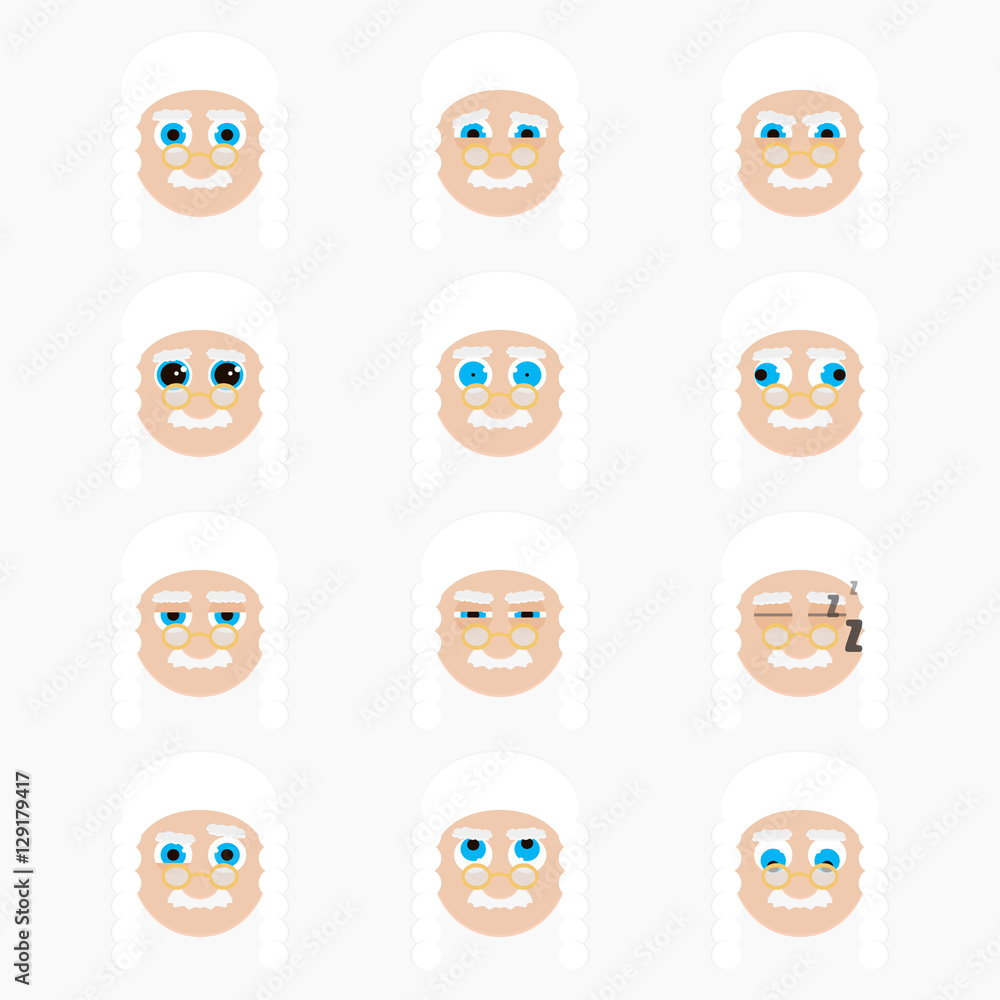 Set of cute judge emoticons. Set of cute judge emoticons.