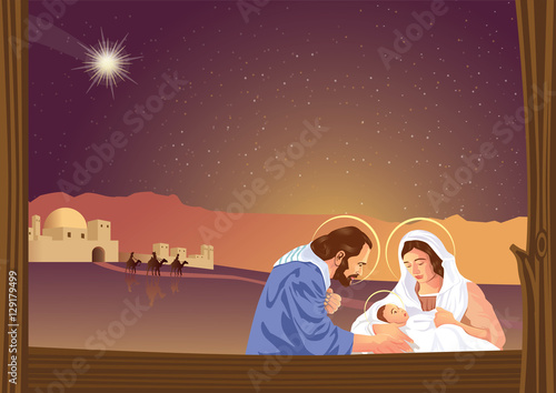 Christmas nativity scene of baby Jesus 