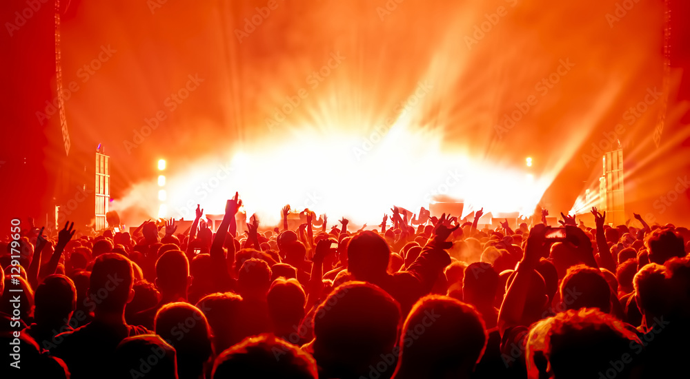 Cheering crowd at a rock-concert