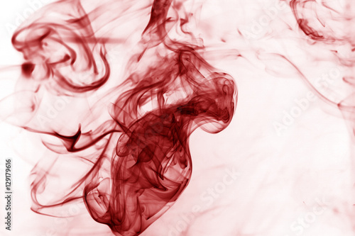 Toxic fumes movement on a white background..Red smoke movement o