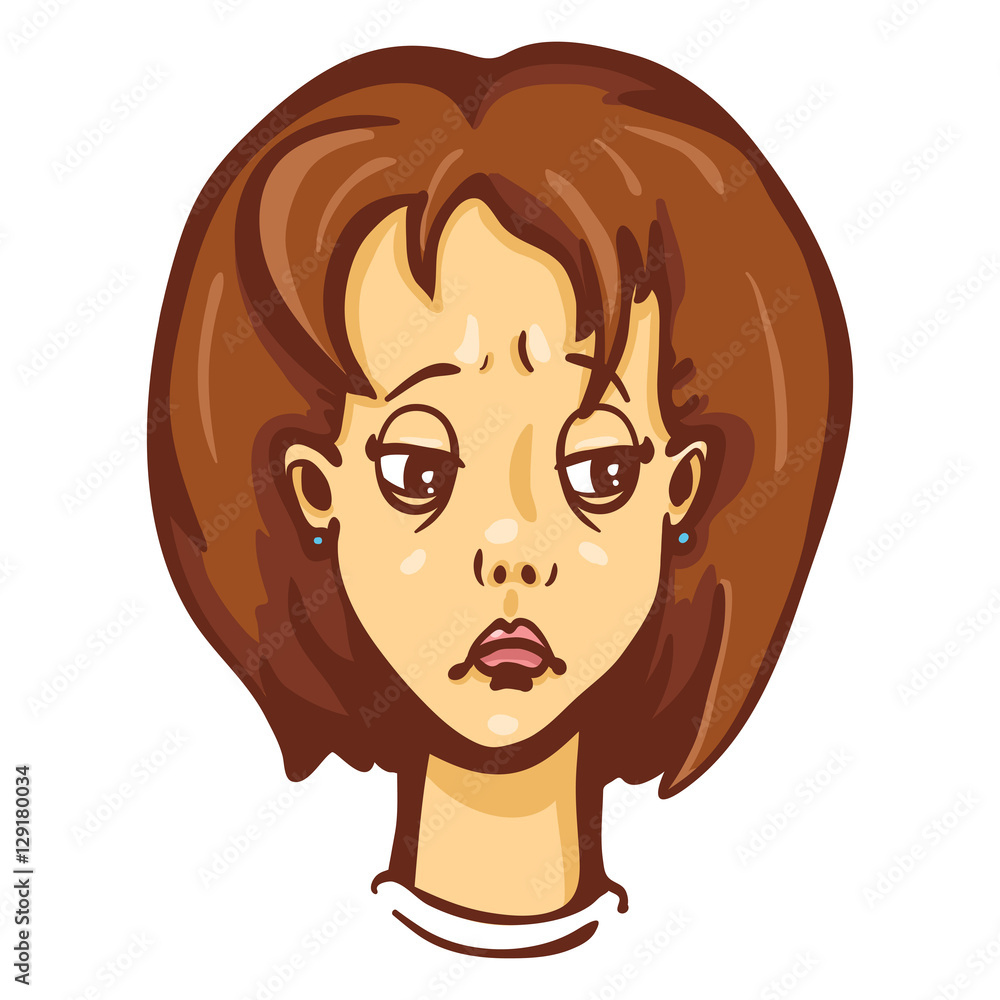 Vector Cartoon Female Character Emotion. Sad Woman Vector Cartoon Female Character Emotion. Sad Woman