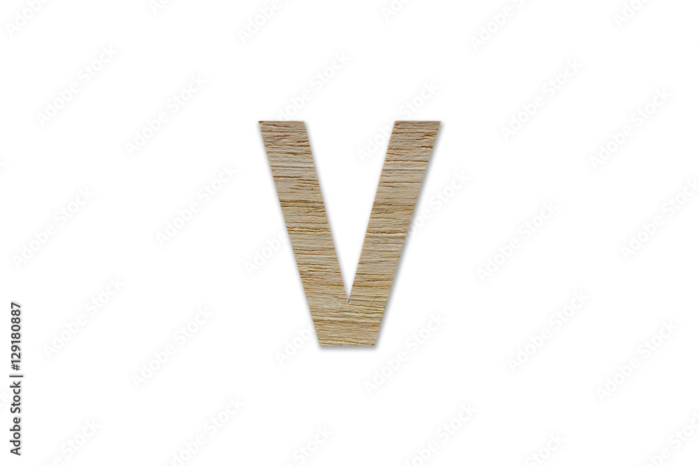 english alphabet V made from wood isolated on white background english alphabet V made from wood isolated on white background