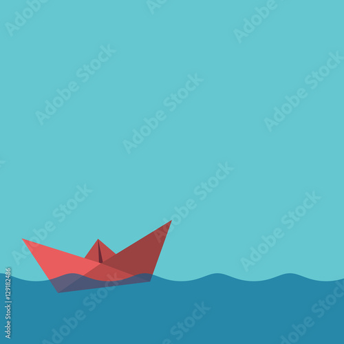 One red paper boat